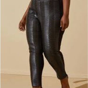 Ashley Stewart Black Faux Leather Pants